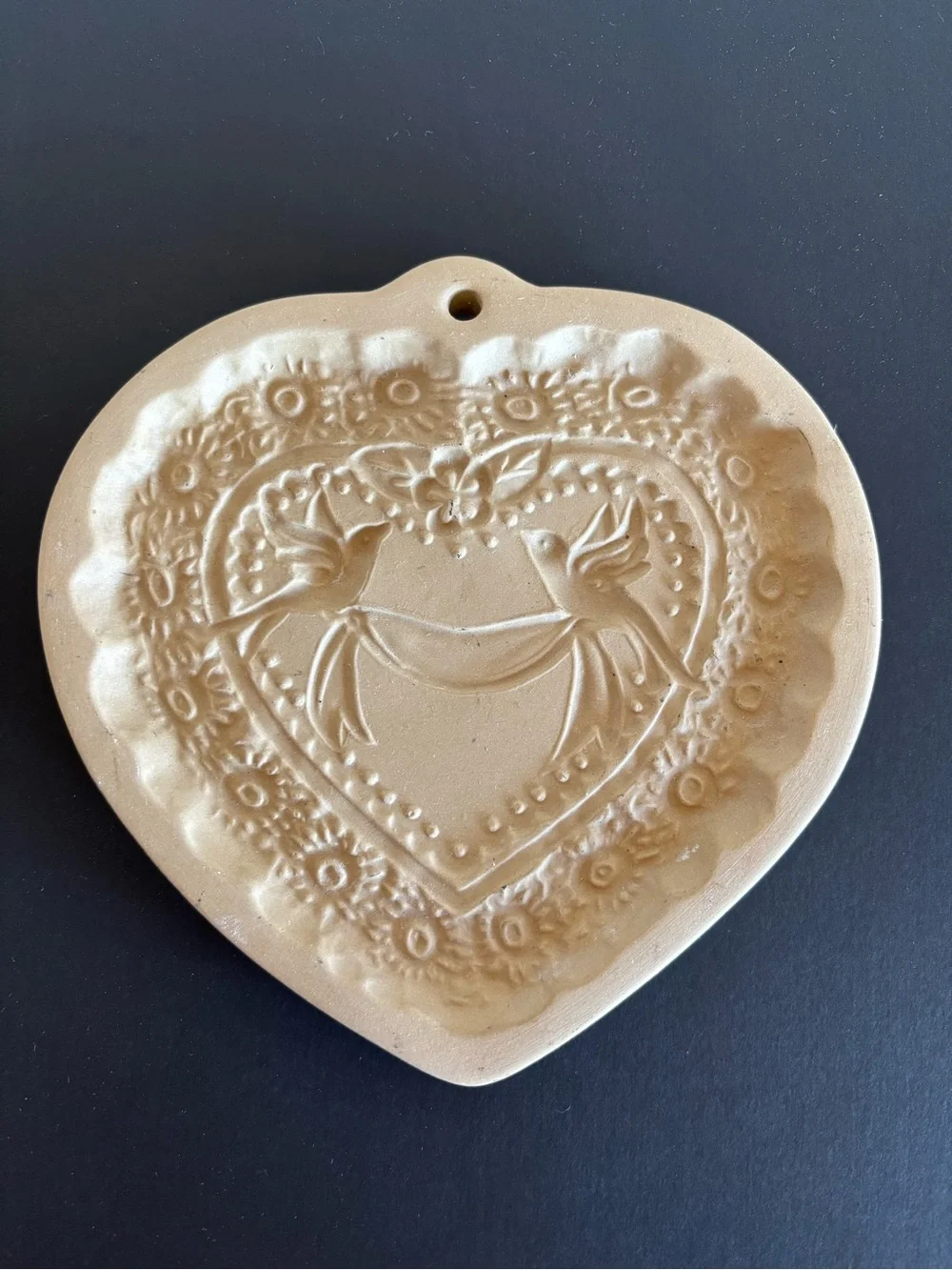 Vintage Brown Bag Hill Design 1985 Victorian Heart Cookie Mold Floral Heart Dove